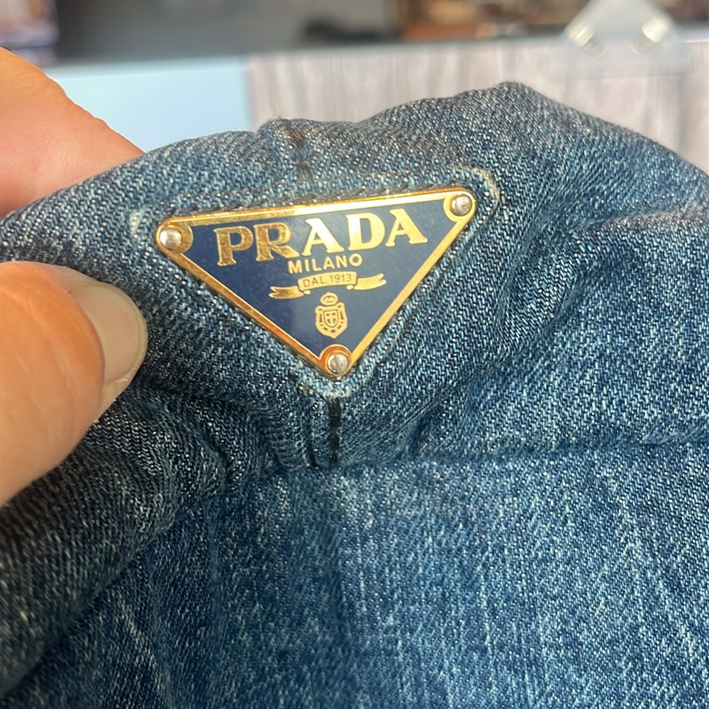 Prada Denim Tote Bag | Authentic | Classic Logo Shopper - Picture 7 of 11